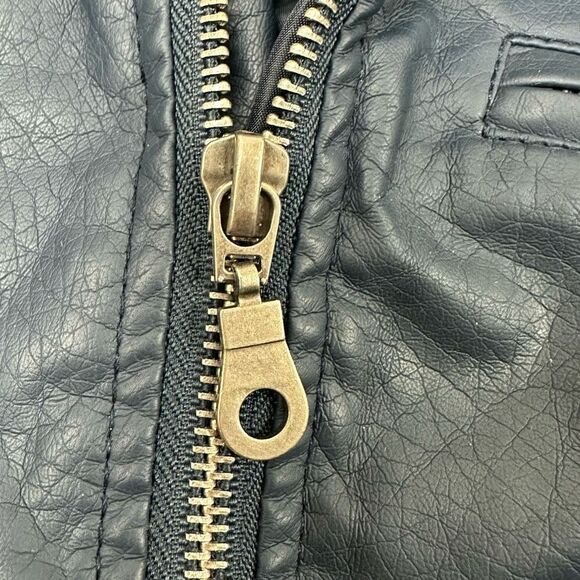 I.B. Diffusion Faux Leather Jacket Women's Size M Black Moto Style - Picture 4 of 11